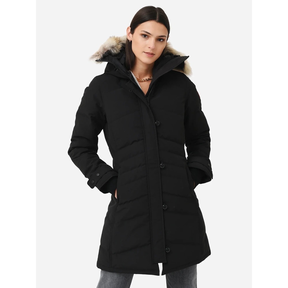Canada Goose Black Lorette Parka 2090L Down‎ Winter Coat Fur Trim Hood Size XS
